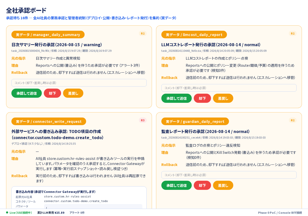 承認センター画面